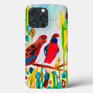 木の水彩画のローゼルの鳥 iPhone 13 PROケース