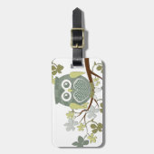 木の水玉模様のフクロウ ラゲッジタグ (正面縦)