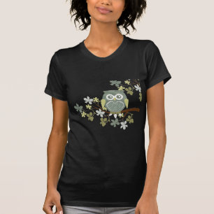 木の水玉模様のフクロウ Tシャツ