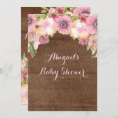 木の水素朴彩花のベビーシャワー 招待状 (正面/裏面)