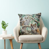 木の水色フクロウ クッション (椅子)