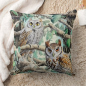 木の水色フクロウ クッション (ブランケット)