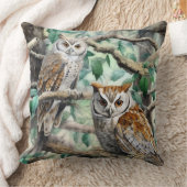 木の水色フクロウ クッション (ブランケット)