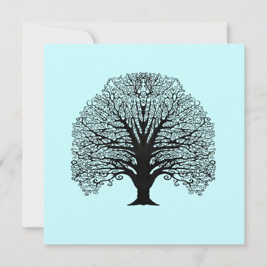 木の渦巻き夕食の招待 招待状 (裏面)