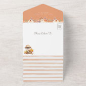 木の温もりあふれる森のキノコのベイビーシャワー オールインワン招待状 (外側)