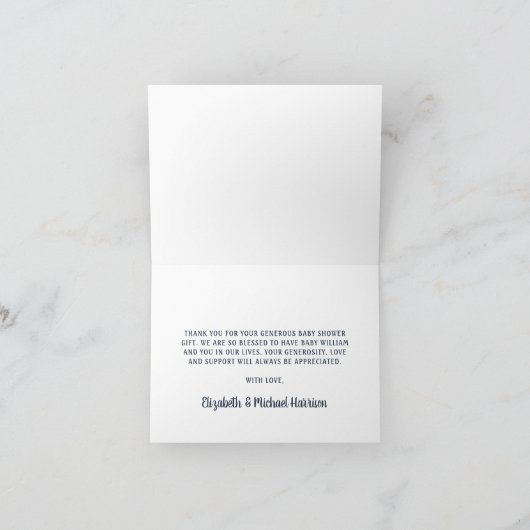 木の温もり感じる動物たちの夜空のベビーシャワー サンキューカード (内部)