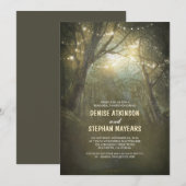 木の温もり感じる森のストリングライトのリハーサルディナー 招待状 (正面/裏面)