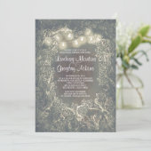 木の温もり感じる森のストリングライトのリハーサルディナー 招待状 (スタンド正面)