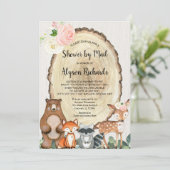 木の温もり感じる田舎の女の子のシャワーパーティーを郵送で 招待状 (スタンド正面)