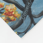 木の満月の絵画のお洒落な猫 フリースブランケット (角)