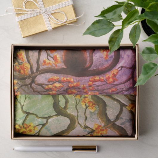 木の満月の絵画の芸術のお洒落な猫 薄葉紙 (ギフト)