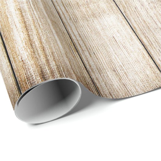 木の漂白された白い石灰洗い木目の素朴 ラッピングペーパー (ロールコーナー)