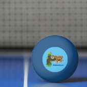 木の漫画のイラストレーションで眠っているかわいいヒョウ 卓球ボール (ネット)