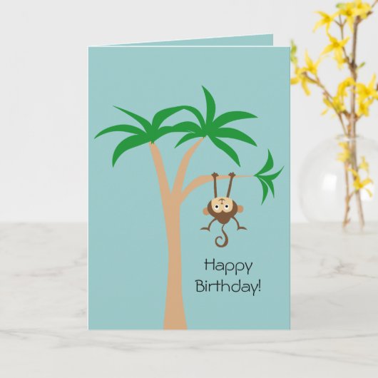 木の猿 カード (黄色い花)