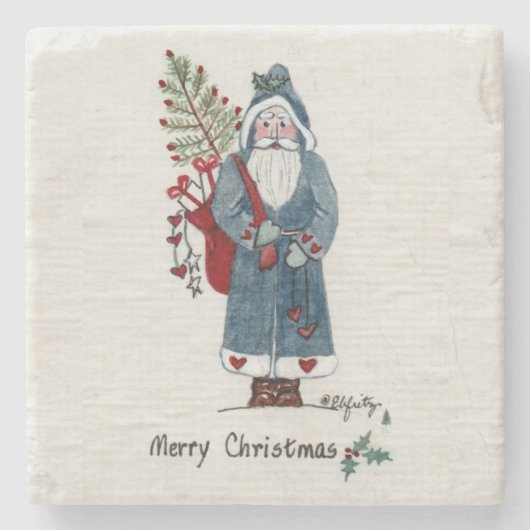 木の生えた父のクリスマスはメリークリスマス ストーンコースター (正面)