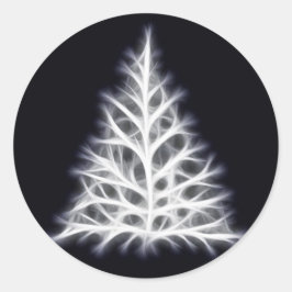 木の白いクリスマスグラフィック ラウンドシール