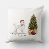 木の白いプーおもしろいルクリスマスドッグ クッション (正面)
