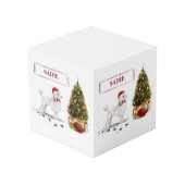 木の白いプーおもしろいルクリスマスドッグ フォトキューブ (正面アングル)