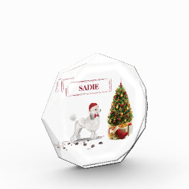 木の白いプーおもしろいルクリスマスドッグ フォトブロック