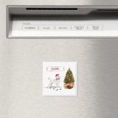 木の白いプーおもしろいルクリスマスドッグ マグネット (インサイチュ (食洗機))