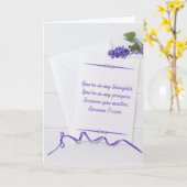 木の白い文房具そして花 カード (黄色い花)