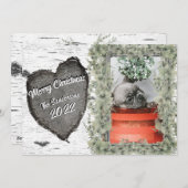 木の皮のぬくもりあふれるハート型　家族写真のホリデーカード シーズンカード (正面/裏面)