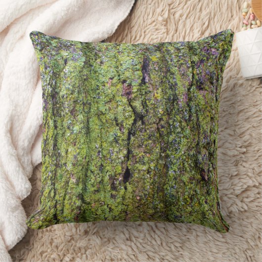 木の皮の上の緑地衣 クッション (ブランケット)