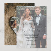 木の皮ハートのグラデーション写真ウェディング 招待状 (正面/裏面)