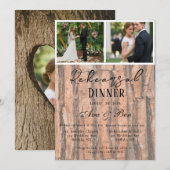 木の皮 ウェディング フォト リハーサル ディナー 招待状 (正面/裏面)