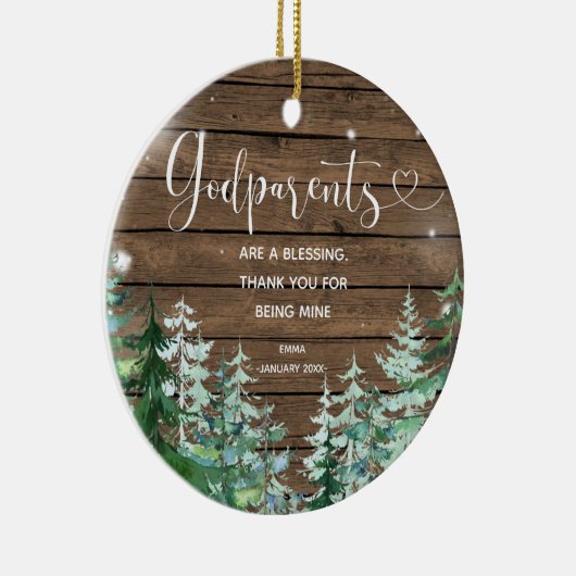 木の神パーソナライズされた親クリスマス飾り セラミックオーナメント (右)