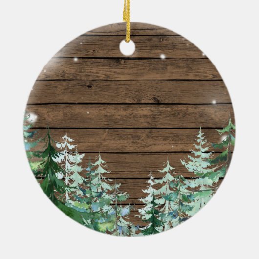 木の神パーソナライズされた親クリスマス飾り セラミックオーナメント (裏面)