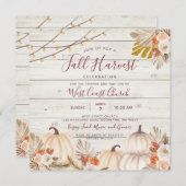 木の秋の収穫祭り、秋祭り、秋のコミュニティ 招待状 (正面/裏面)