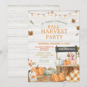 木の秋の収穫祭 パンプキン 教会 ピクニック 招待状 (正面/裏面)