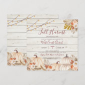 木の秋の収穫祭、秋祭り、秋のコミュニティ 招待状 (正面/裏面)