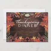 木の秋の葉の感謝祭ディナー サンキューカード (裏面)