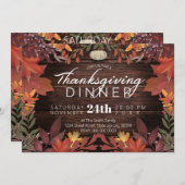 木の秋の葉の感謝祭ディナー サンキューカード (正面/裏面)