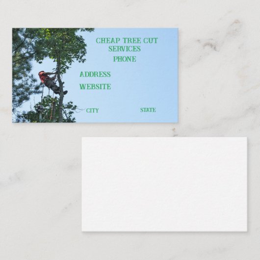 木の秋切断ソークライマーchainsaw arborist 名刺 (正面/裏面)