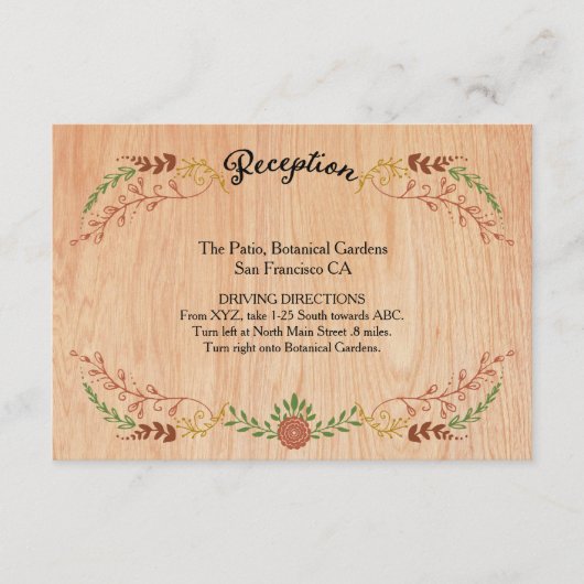 木の素朴なボヘミアの群葉のリース エンクロージャーカード (正面)