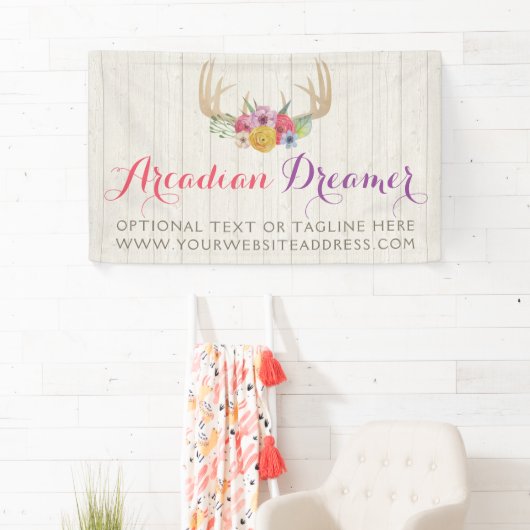 木の素朴な花の(雄ジカの)枝角の色彩の鮮やかな水彩画 横断幕 (インサイチュ)