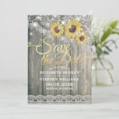 木の素朴ひまわりレース結婚式の日付を保存 セーブザデート (スタンド正面)