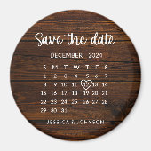 木の素朴カレンダー結婚式の日付磁石を保存 マグネット (正面)