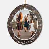 木の素朴スノーフレークのクリスマスファミリー写真 セラミックオーナメント (左)
