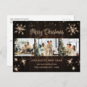 木の素朴スノーフレーク写真コラージュ シーズンポストカード (正面/裏面)