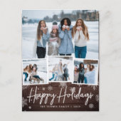 木の素朴スノーフレーク写真コラージュ シーズンポストカード (正面)