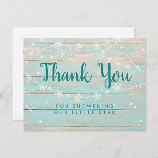 木の素朴テクスストリング星ありがとう ポストカード (正面/裏面)