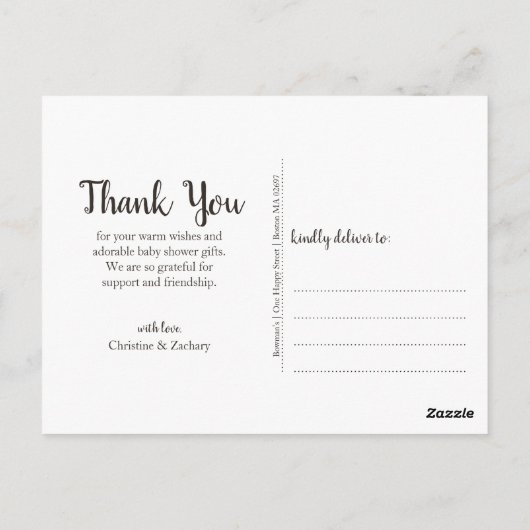 木の素朴テクスストリング星ありがとう ポストカード (裏面)