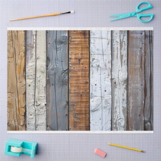 木の素朴テクスチャ茶色のグレーと白のデコページ 薄葉紙 (クラフト)