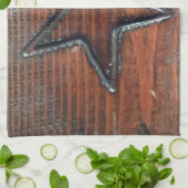 木の素朴テーブルに焼き付けられた星パイログラフィー キッチンタオル (折り畳み)