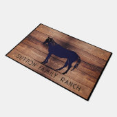 木の素朴ファミリ名馬のシルエット ドアマット (アングル)