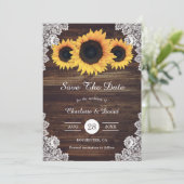 木の素朴レースとヒマワリは日付カードを保存 セーブザデート (スタンド正面)